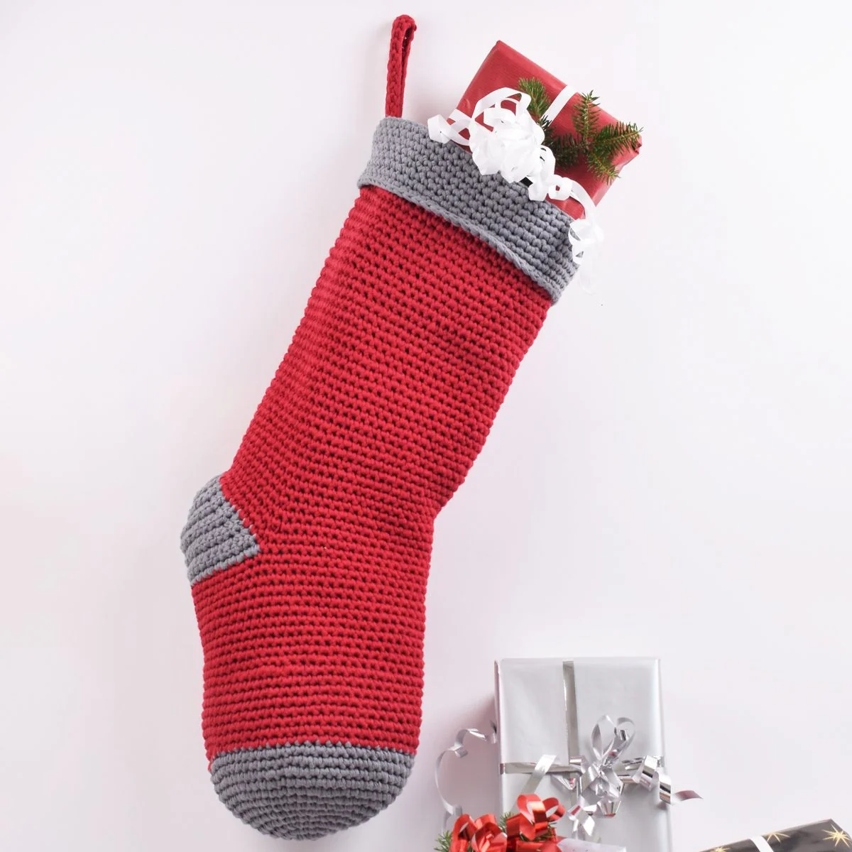 Crochet Ribbon â Christmas Stocking