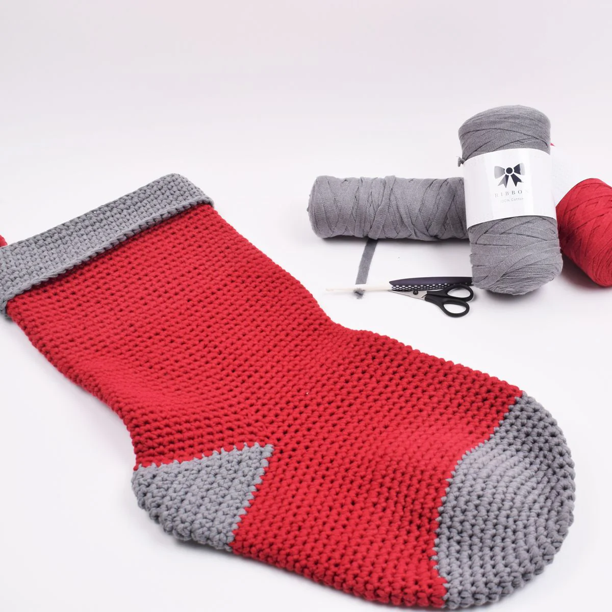Crochet Ribbon â Christmas Stocking