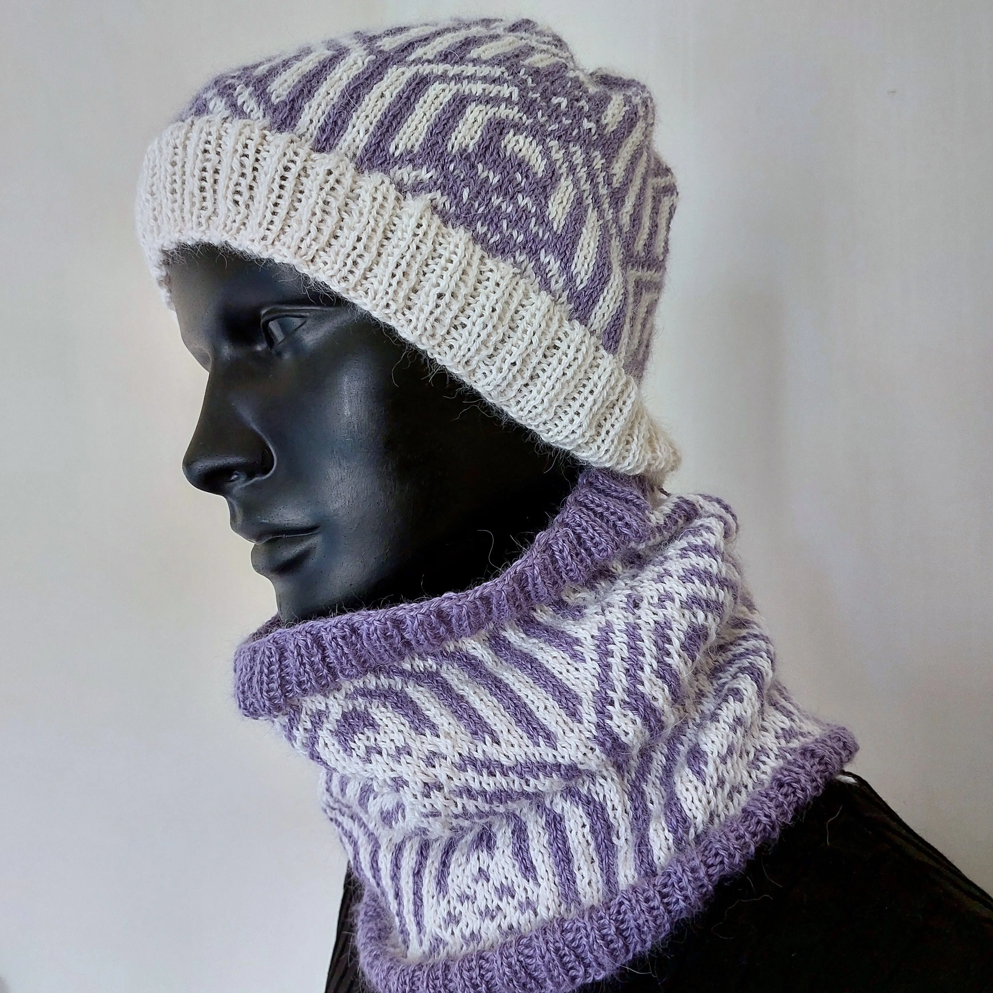 Purple Geometries - Hat and Snood
