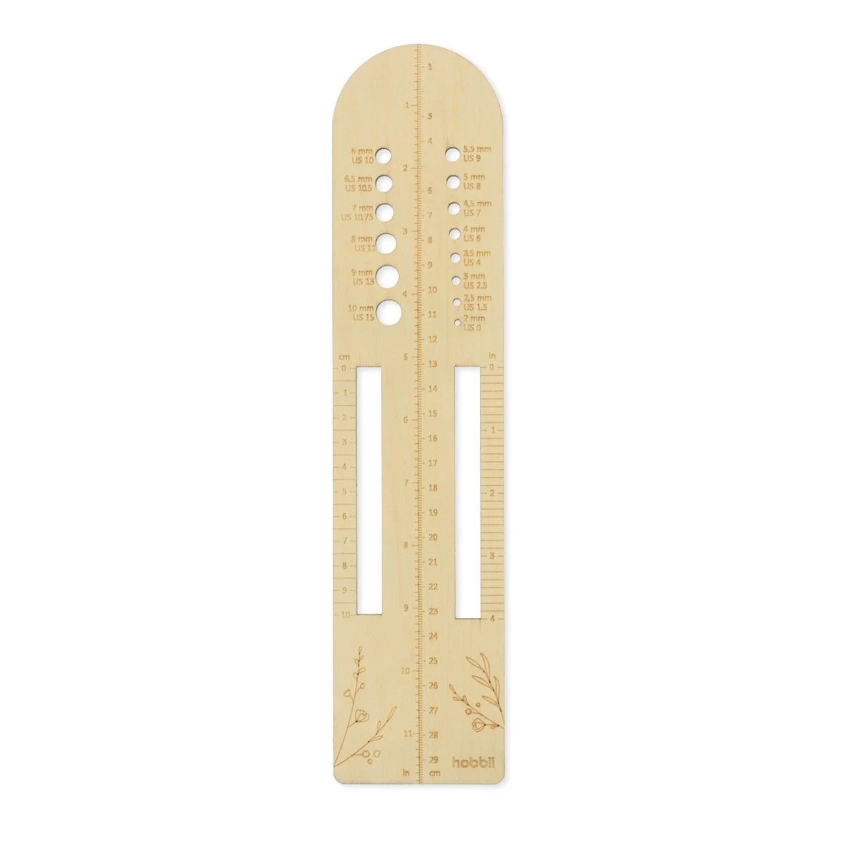 Sock Ruler with Needle Gauge