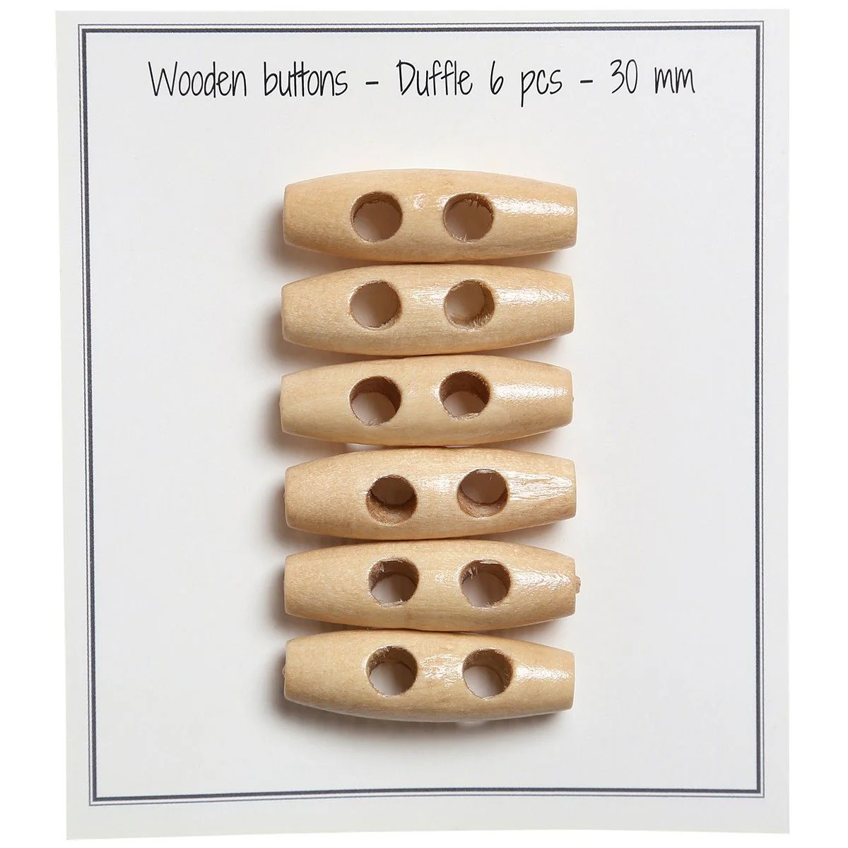 Oblong Wooden Buttons - 30 mm (1.2 inches)