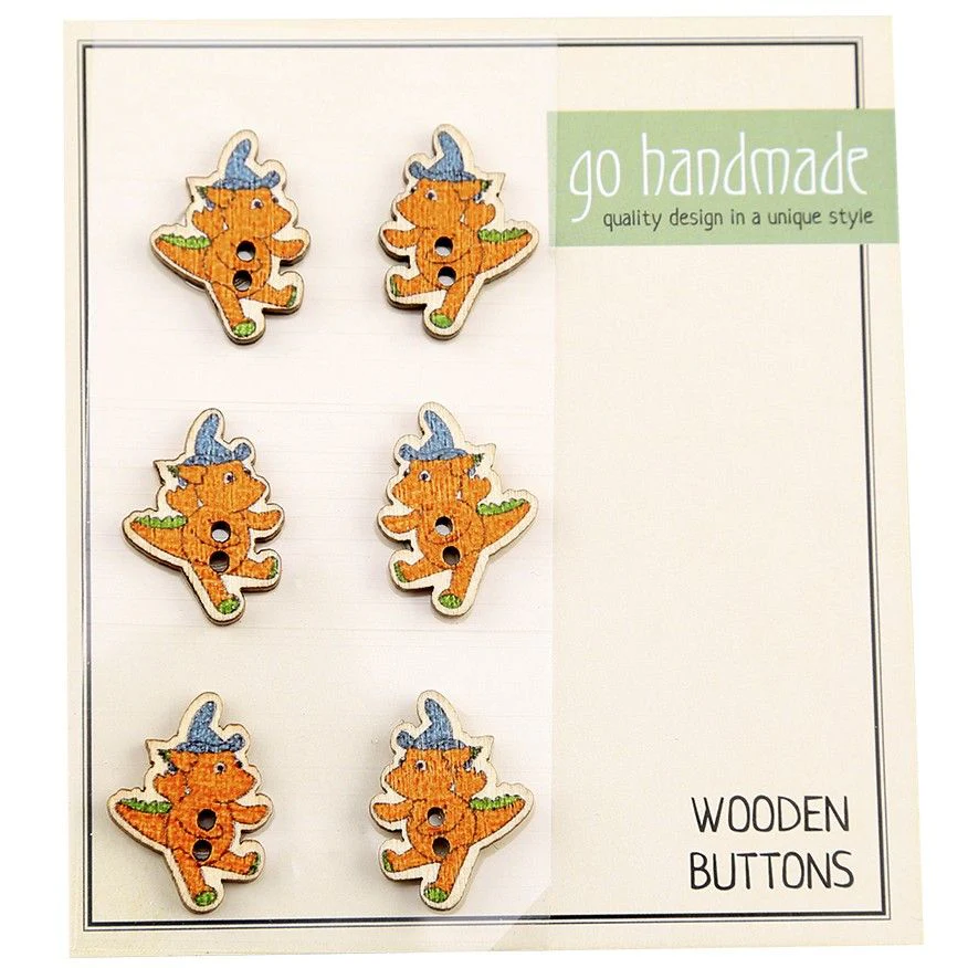 Wooden Buttons - The Dragon Jonas - 6 pcs, 20 mm