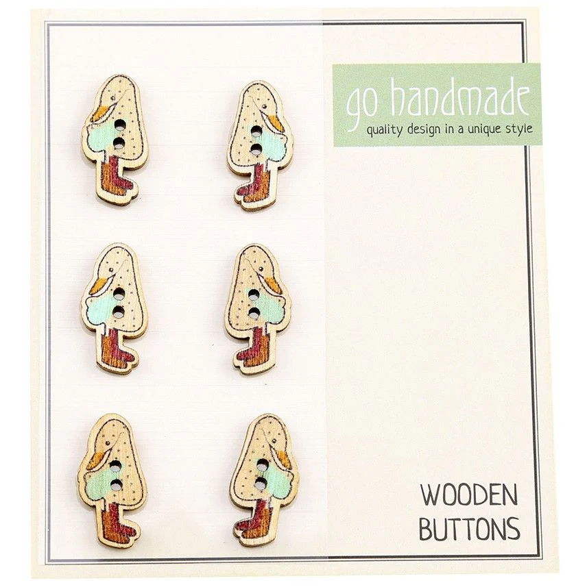 Wooden Buttons - The Duck Dotti - 6 pcs, 20 mm