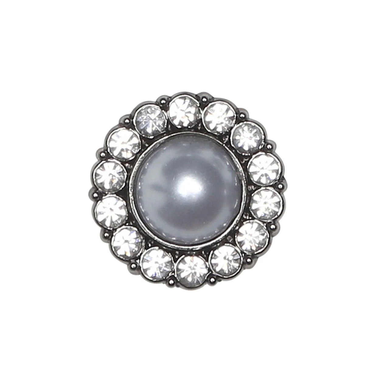 Pearl Buttons w. Stones - Black - Multiple Sizes