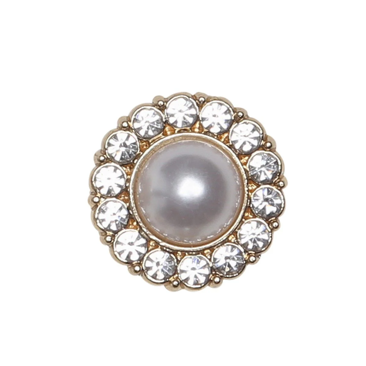 Pearl Buttons w. Stones - Gold - Multiple Sizes
