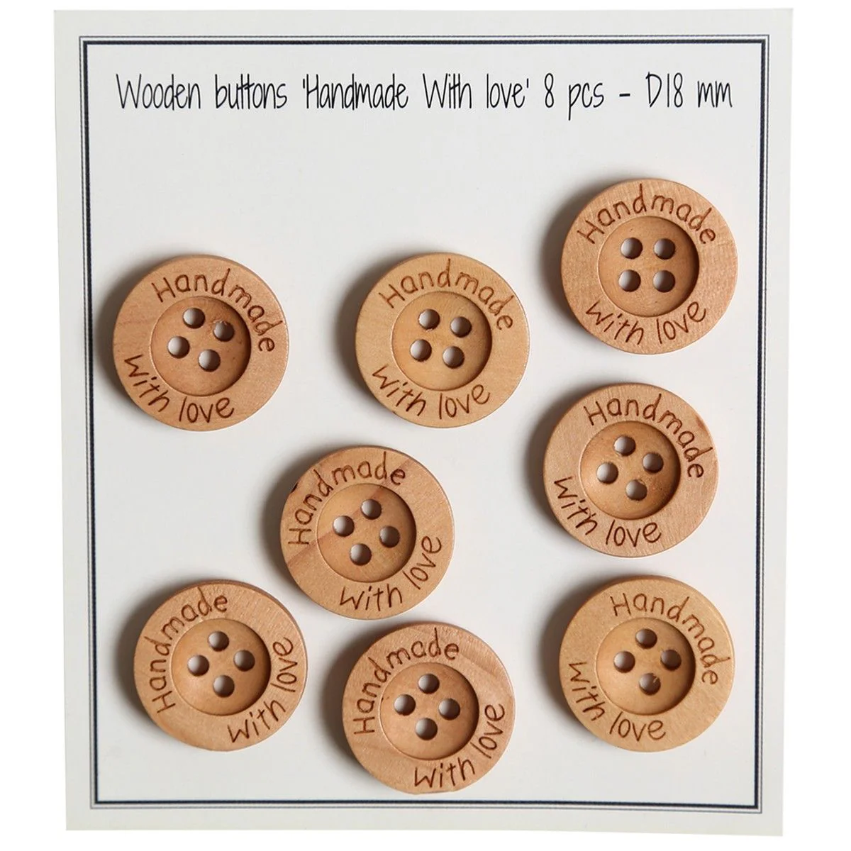 Wooden Buttons - Handmade with Love - 18 mm (7.1 in)
