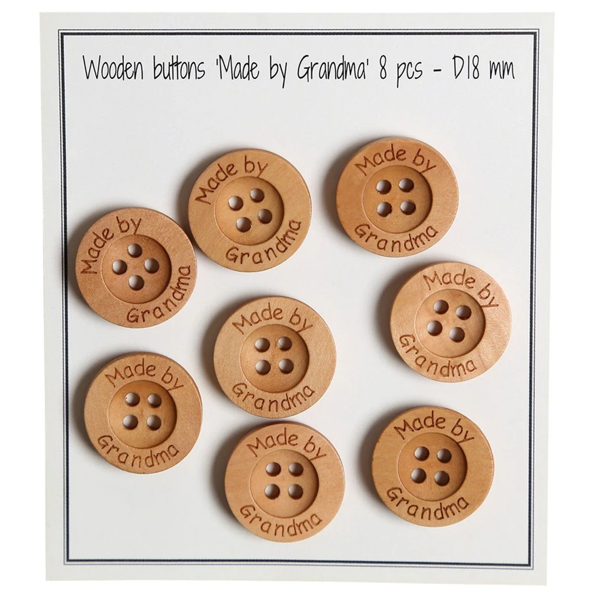 Wooden Buttons - Made by Grandma  - 18 mm (0.71 in)