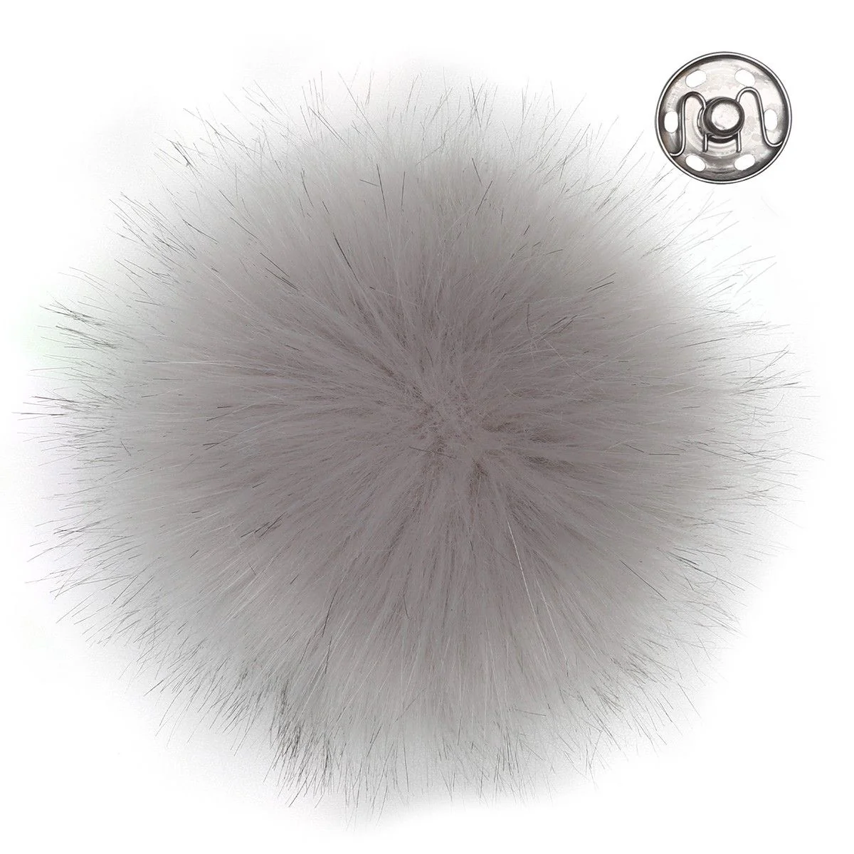 Pom Pom w/button - Gray - Large