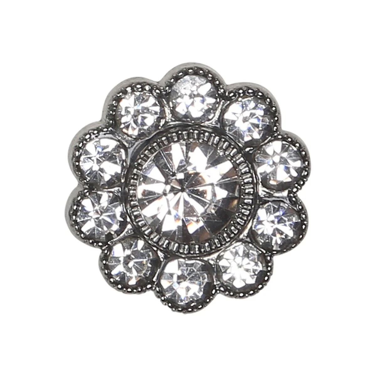 Bling Buttons - Large Stones - Silver - 4 pcs.