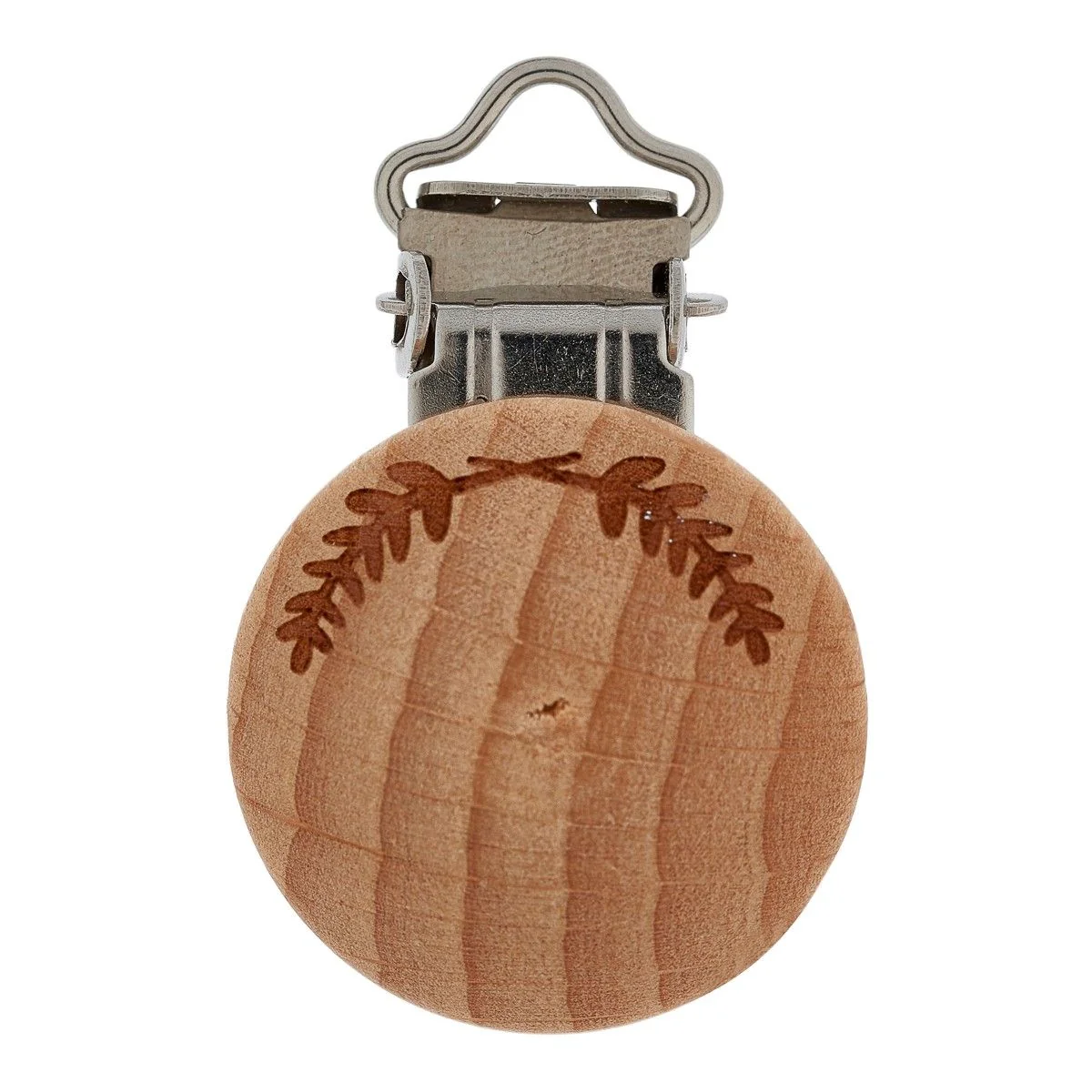 Suspender clips in wood with laurel