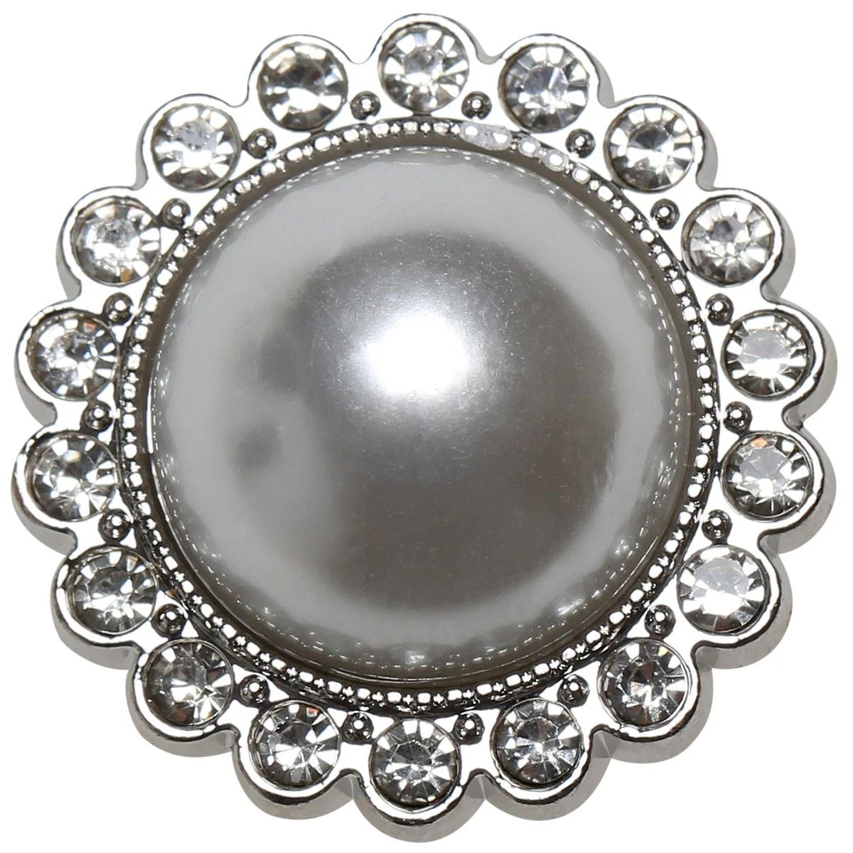 Pearl Buttons with stone - 21 mm - 4 pcs