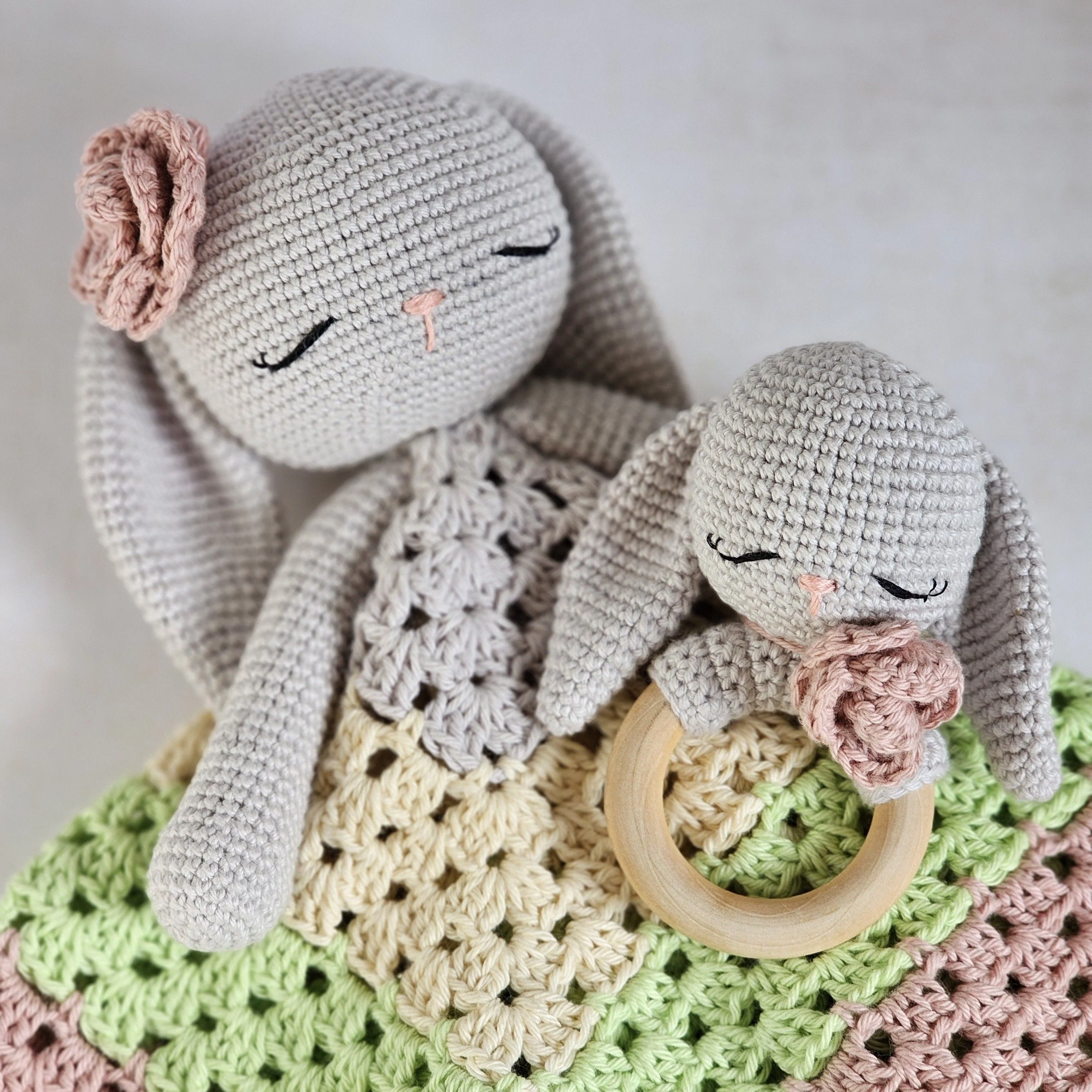 Retro Bunny Love - Rattle and Lovey